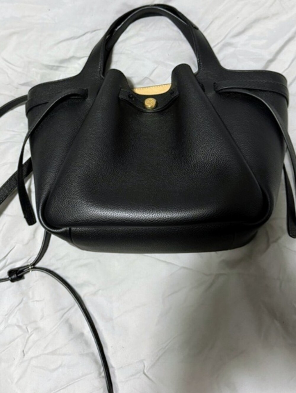 Tory Burch Romy Small Tote - Soft Pebbled Black Leather